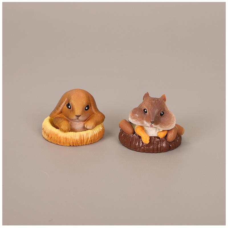 6 Mẫu, đồ chơi động vật trong hang động mèo chó quay tròn đồ chơi bánh mỳ mô hình thực tế nhỏ đồ chơi. ZZ-868