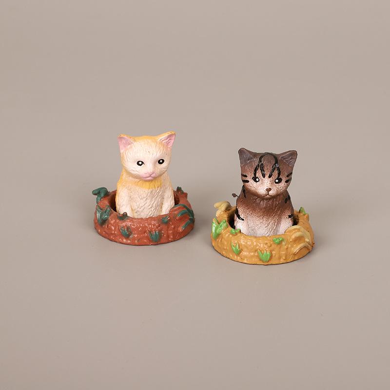6 Mẫu, đồ chơi động vật trong hang động mèo chó quay tròn đồ chơi bánh mỳ mô hình thực tế nhỏ đồ chơi. ZZ-868