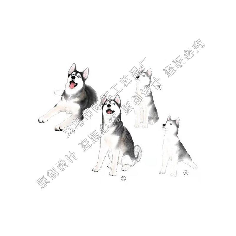 Tiểu cảnh chó Husky mini trang trí chậu cây rêu DIY (ZC-1057)