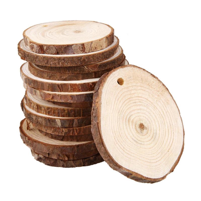 Đục lỗ Một miếng gỗ tròn mảnh gỗ tròn mảnh tự làm đánh bóng hàng năm vòng gỗ thông mảnh đạo cụ chụp nền tường trang trí (GL-4)