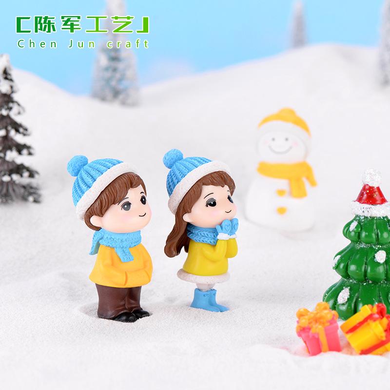 Tiểu cảnh người tuyết đôi, móc khóa Noel dễ thương mini (ZC-245)