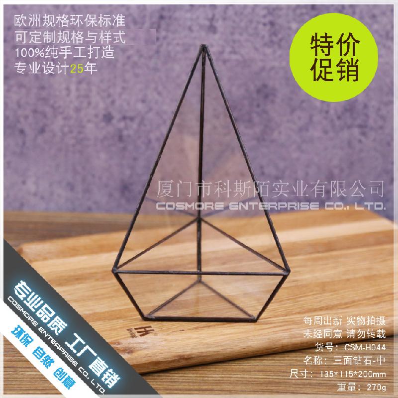 Chậu Đa Giác DG-239 Các bát đá vuông kính, phòng hoa bền vững, hộp hoa bền vững, và các trang trí nhỏ với ba mặt kim cương