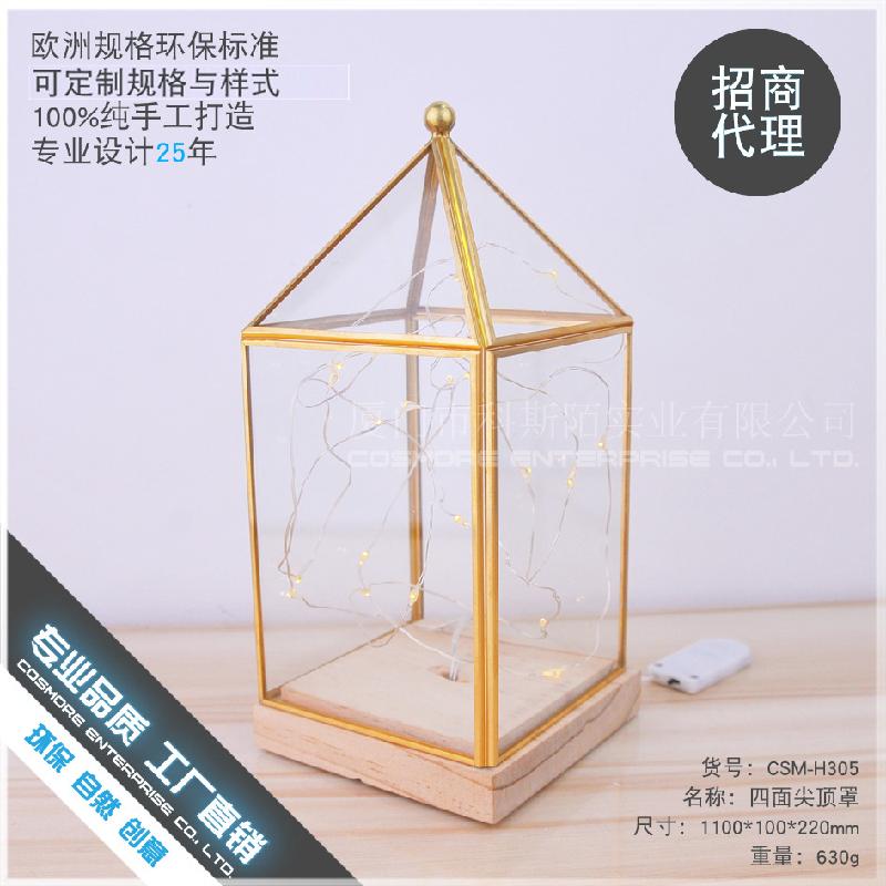 Chậu Đa Giác DG-151 Bộ đế gỗ đỉnh cao, đế nền nghệ thuật, vỏ đèn LED, đèn bàn đầu giường, hoa thực vật trong thể lọc, hoa thủy tinh, hoa phòng, không bao gồm đèn