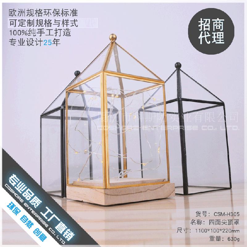 Chậu Đa Giác DG-151 Bộ đế gỗ đỉnh cao, đế nền nghệ thuật, vỏ đèn LED, đèn bàn đầu giường, hoa thực vật trong thể lọc, hoa thủy tinh, hoa phòng, không bao gồm đèn