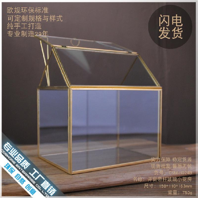 Chậu Đa Giác DG-48 Cửa sổ kính nhỏ, phòng hoa bằng đồng, thanh vàng, cây thực vật đa nhãnh, thực vật tảo, cảnh quan nhỏ, kính lạc học, hộp bền đời buôn bán