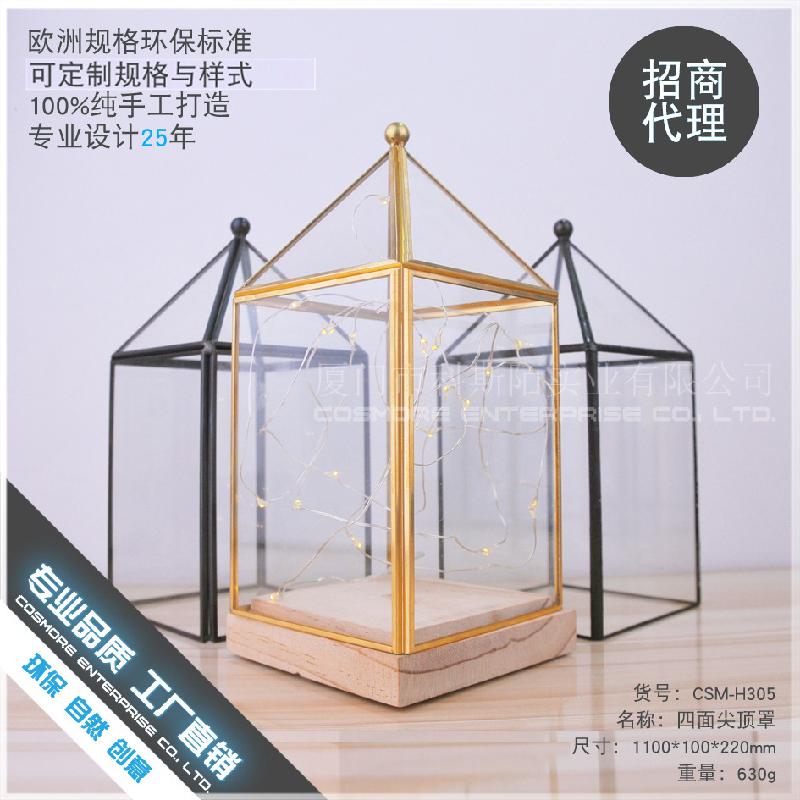 Chậu Đa Giác DG-151 Bộ đế gỗ đỉnh cao, đế nền nghệ thuật, vỏ đèn LED, đèn bàn đầu giường, hoa thực vật trong thể lọc, hoa thủy tinh, hoa phòng, không bao gồm đèn