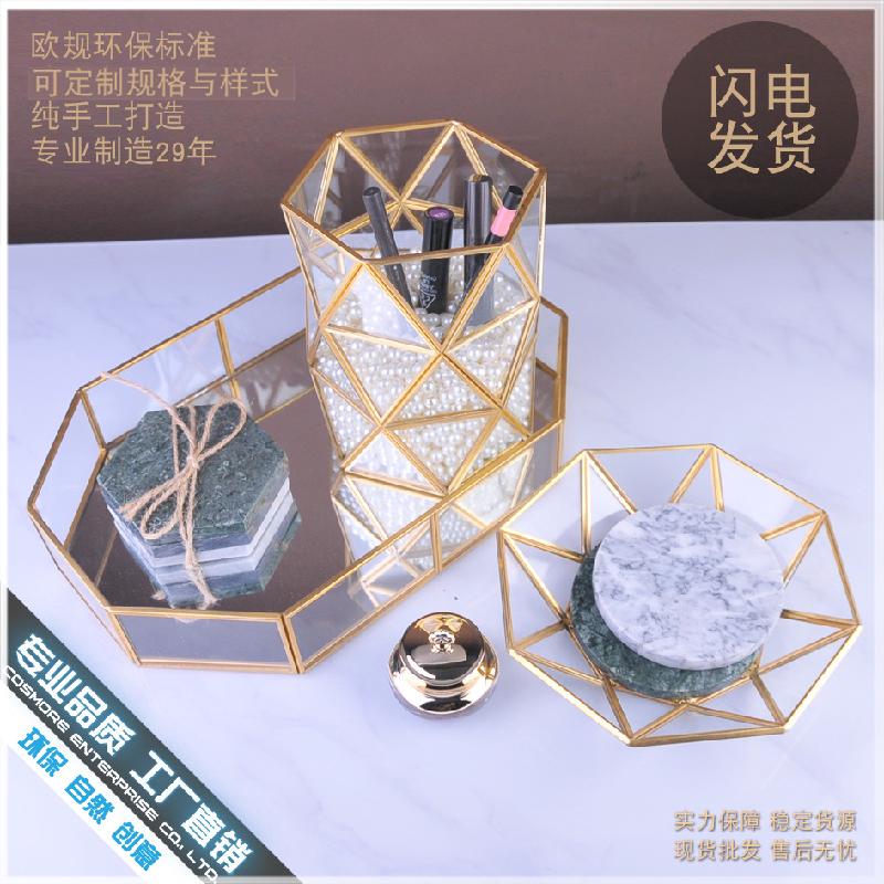 Chậu Đa Giác DG-115 Hộp lưu trữ lưới kiểu Âu, kính cường lực, bảng điều khiển đa năng, đơn giản, bàn trang điểm, đồ trang trí