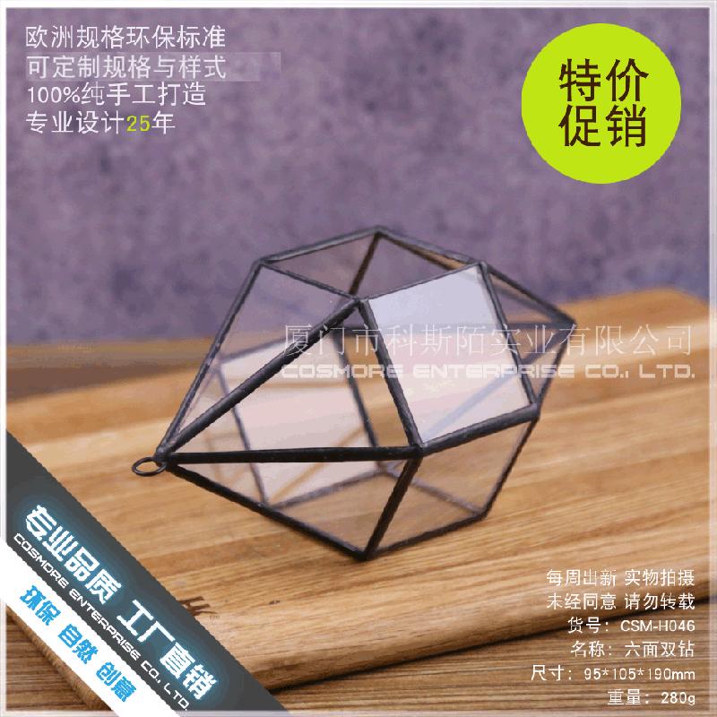 Chậu Đa Giác DG-240 Cặp đôi kim cương sáu mặt, cây thực vật nhiều thịt, cảnh quan nhỏ từ thảo mộc, không định hình, hộp hoa bền vững kính lớn