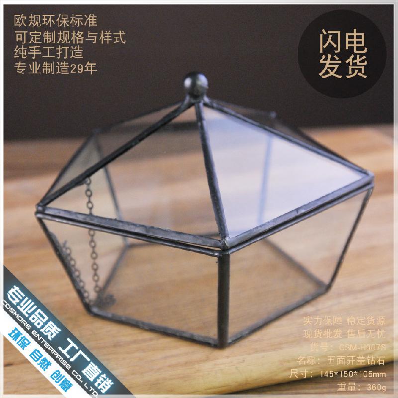 Chậu Đa Giác DG-207 Hộp hoa bền đời có 5 mặt mở, có ánh sáng, bao bọc kính