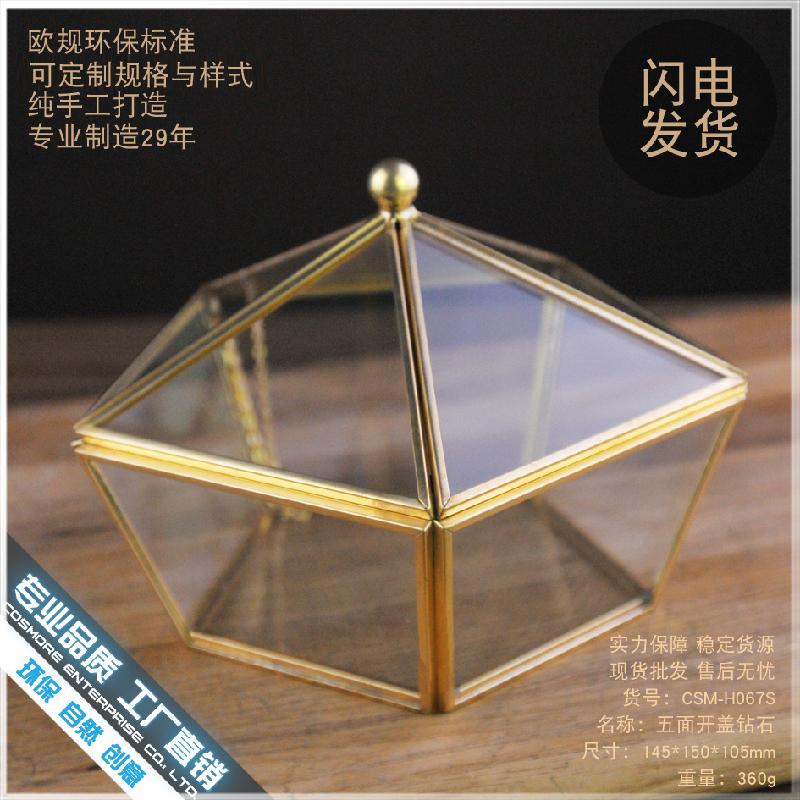 Chậu Đa Giác DG-207 Hộp hoa bền đời có 5 mặt mở, có ánh sáng, bao bọc kính