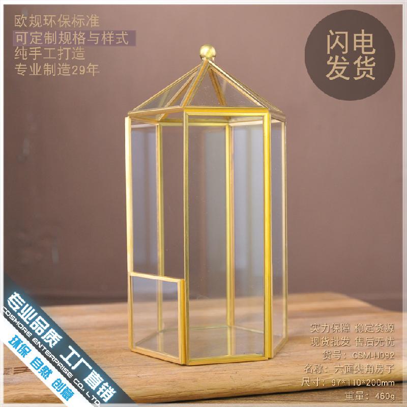 Chậu Đa Giác DG-187 Khay trang trí nhỏ của hệ thống cảnh quan, khung đồng, hộp kính, phòng hoa, hoa bền vững, chậu hoa trong suốt, sáng tạo, đa rễ, bát có sáu mặt góc