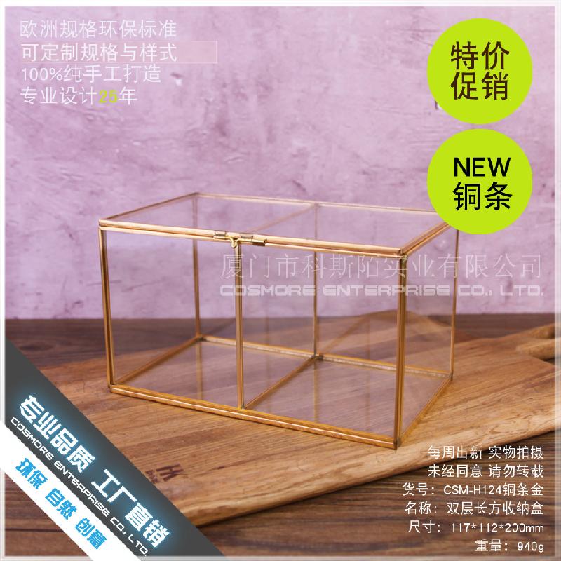 Chậu Đa Giác DG-164 Hộp gỗ gấp đôi dài chứa kính hoa phòng để chứa mỹ phẩm, chống bụi, có nắp gập với nắp gập bàn làm đẹp