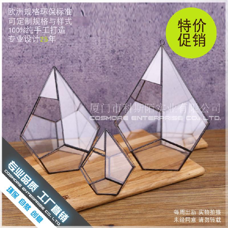 Chậu Đa Giác DG-256 Hộp hoa bền vĩnh cửu với đá 5 mặt, đa cỏ thịt, thảo mộc, cảnh quan nhỏ không định hình, kính lớn