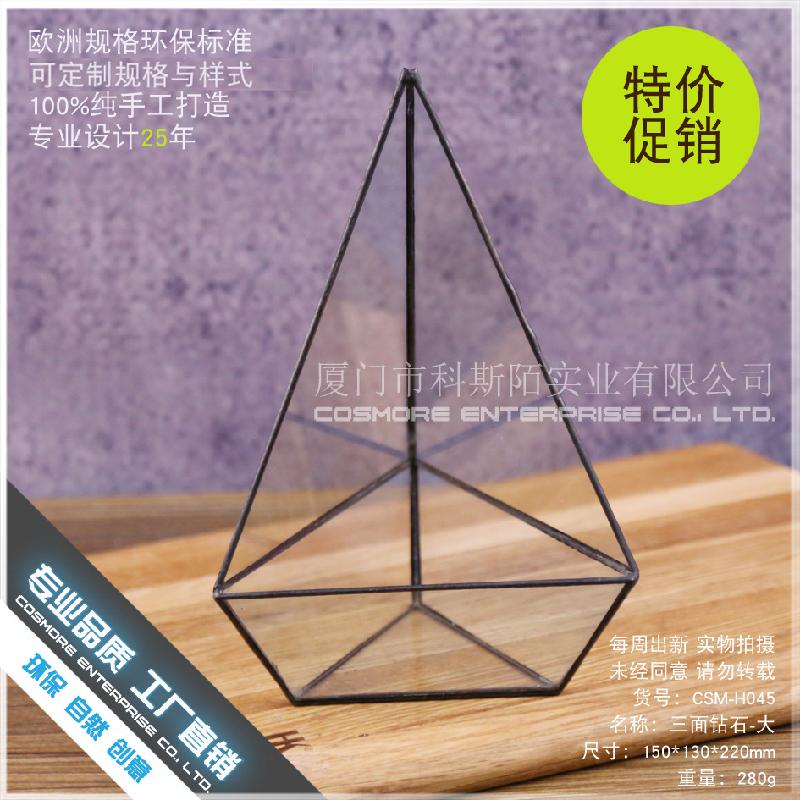 Chậu Đa Giác DG-242 Ba mặt đá kim cương lớn, cây thực vật đa nhân, thảm mịn với cảnh quan nhỏ không đều, kính cường lực vĩnh cửu, hoa nhỏ trong hộp