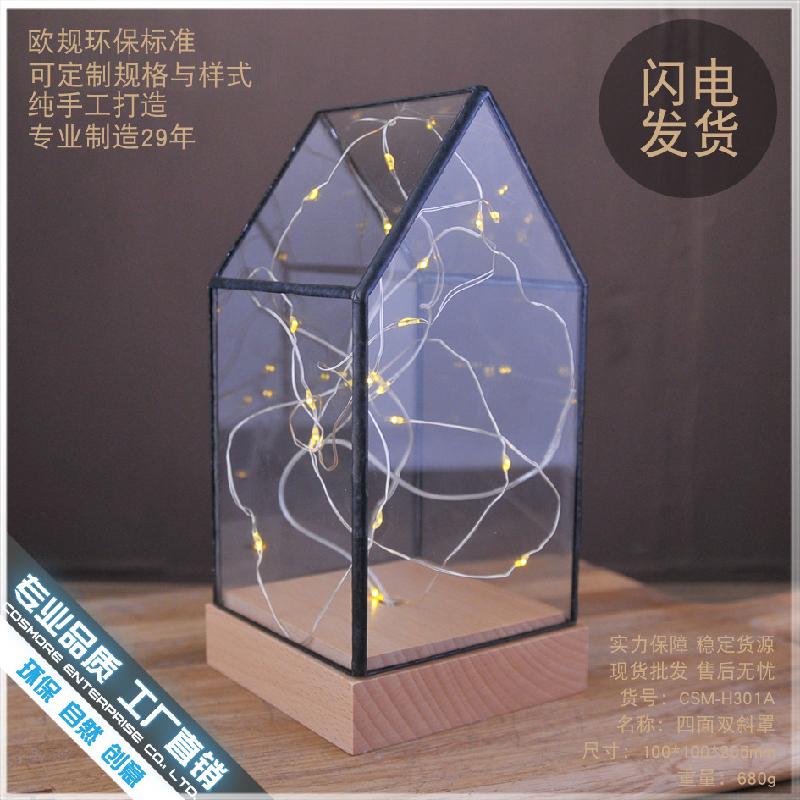 Chậu Đa Giác DG-26 Cờ bạc cây lửa, hoa bạc, gỗ thực, kính cửa đèn LED trang trí bàn đèn lãng mạn sáng tạo quà sinh nhật