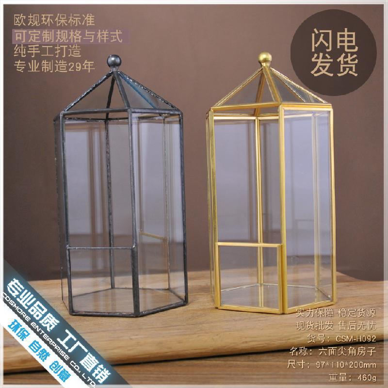 Chậu Đa Giác DG-187 Khay trang trí nhỏ của hệ thống cảnh quan, khung đồng, hộp kính, phòng hoa, hoa bền vững, chậu hoa trong suốt, sáng tạo, đa rễ, bát có sáu mặt góc