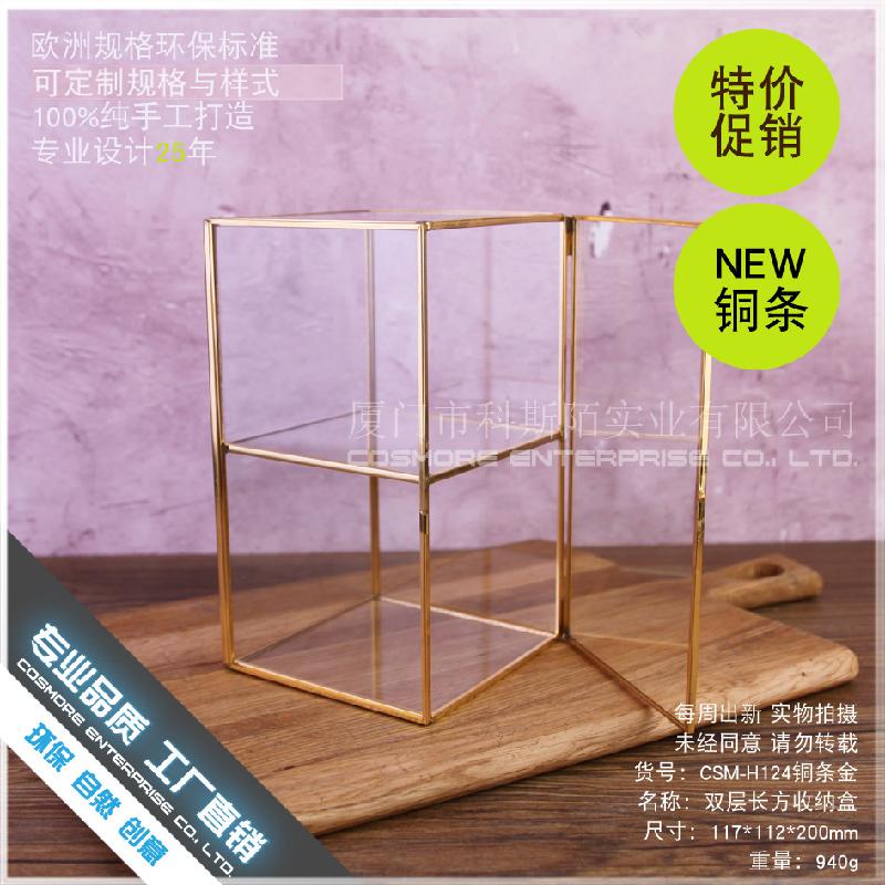 Chậu Đa Giác DG-164 Hộp gỗ gấp đôi dài chứa kính hoa phòng để chứa mỹ phẩm, chống bụi, có nắp gập với nắp gập bàn làm đẹp