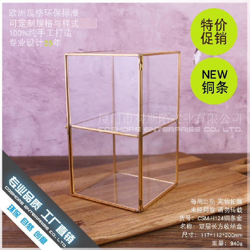 Chậu Đa Giác DG-164 Hộp gỗ gấp đôi dài chứa kính hoa phòng để chứa mỹ phẩm, chống bụi, có nắp gập với nắp gập bàn làm đẹp