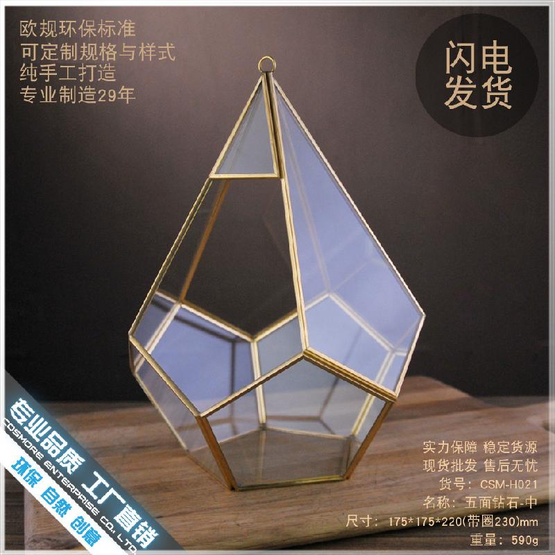 Chậu Đa Giác DG-255 Nội thất đá 5 mặt với cảnh quan mịn màng thực vật đông cơ, kính lớn không đều, hoa nhỏ bền vĩnh cửu, hộp nhà