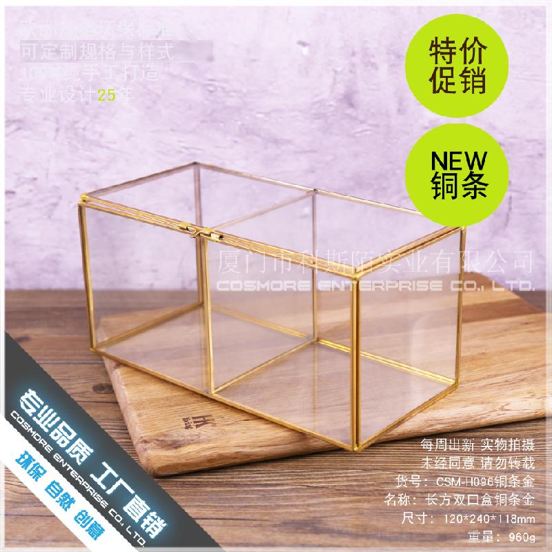 Chậu Đa Giác DG-180 Hộp kín đúc đứng hai mặt bằng đồng, kính cường lực, hộp hoa, hộp trang sức, hộp chống bụi, vật dụng trang trí nhà cửa, chén, thùng chứa