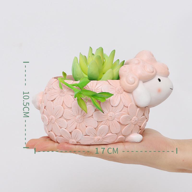 Chậu Cây Resin Chậu cây mọng nước hình động vật resin, chậu mini trang trí nhà, văn phòng và tiểu cảnh (RG-263)