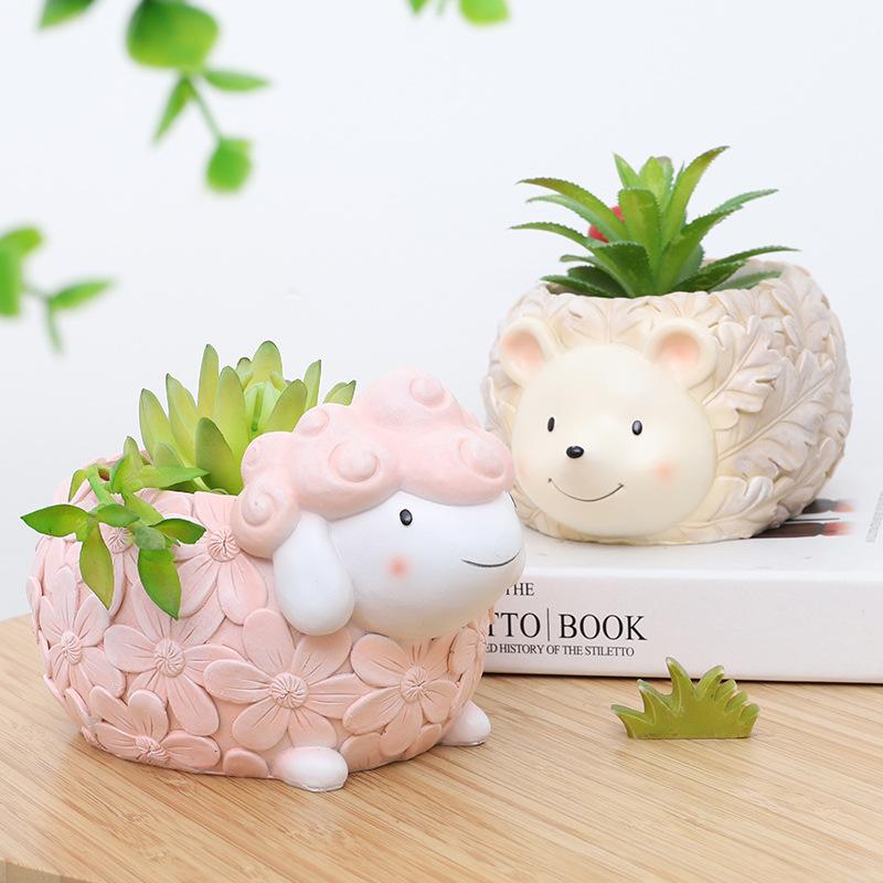 Chậu Cây Resin Chậu cây mọng nước hình động vật resin, chậu mini trang trí nhà, văn phòng và tiểu cảnh (RG-263)