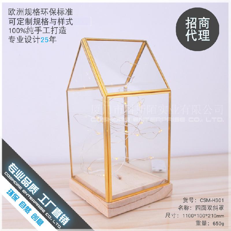 Chậu Đa Giác DG-153 Bộ đệm gỗ song song với chiếc nền nghệ thuật, vỏ thủy tinh của đèn bàn, hoa thực vật bằng thủy tinh, chậu hoa trong phòng không bao gồm đèn