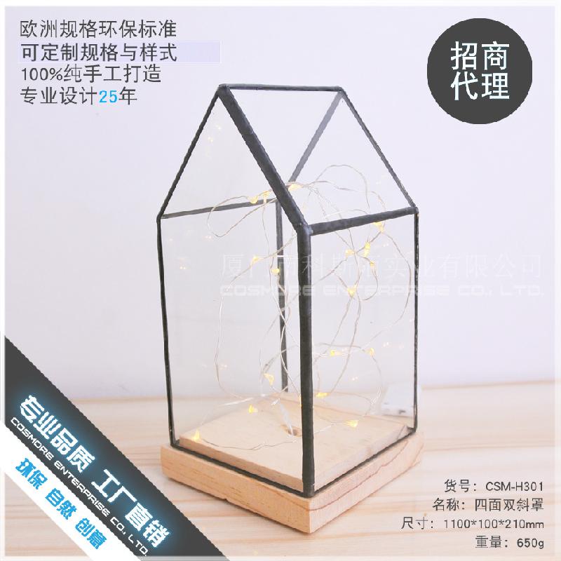 Chậu Đa Giác DG-153 Bộ đệm gỗ song song với chiếc nền nghệ thuật, vỏ thủy tinh của đèn bàn, hoa thực vật bằng thủy tinh, chậu hoa trong phòng không bao gồm đèn