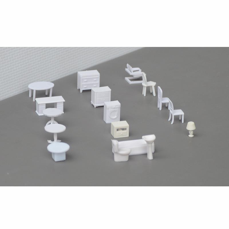 Mô hình bồn tắm nhà vệ sinh mini bàn ghế đầu giường 1/89 (JY-206)