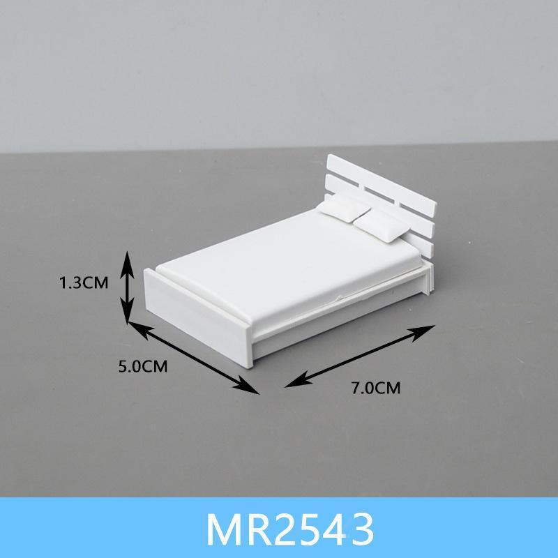 Mô hình mini nội thất giường ABS ghế sofa nhựa giường đơn 1/30  (JY-186)