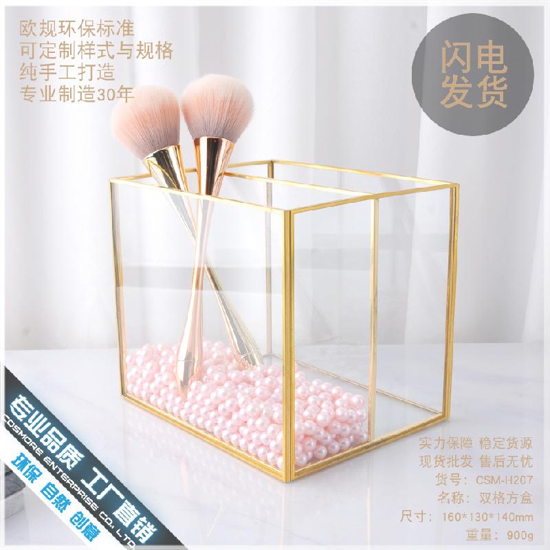 Chậu Đa Giác DG-111 Hộp chứa mỹ phẩm vàng, khay lưới kính phân loại lưu trữ, bàn trang điểm sang trọng