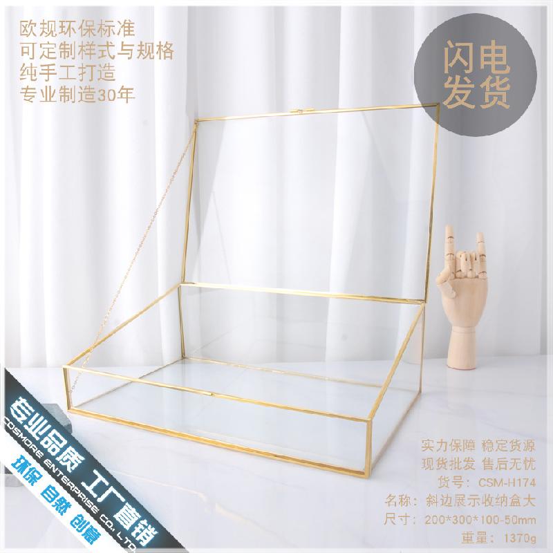 Chậu Đa Giác DG-94 Hộp trang sức kính cổ điển với đường viền đồng