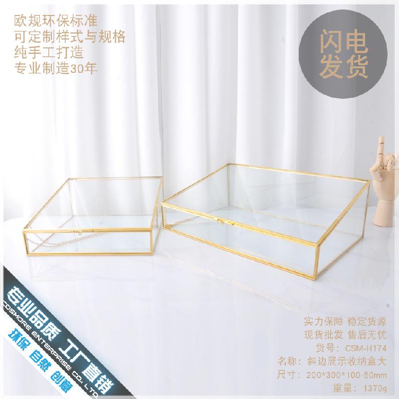 Chậu Đa Giác DG-94 Hộp trang sức kính cổ điển với đường viền đồng