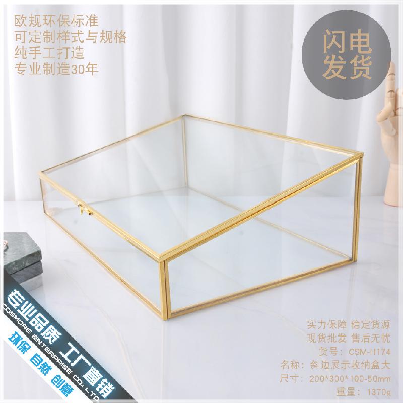 Chậu Đa Giác DG-94 Hộp trang sức kính cổ điển với đường viền đồng