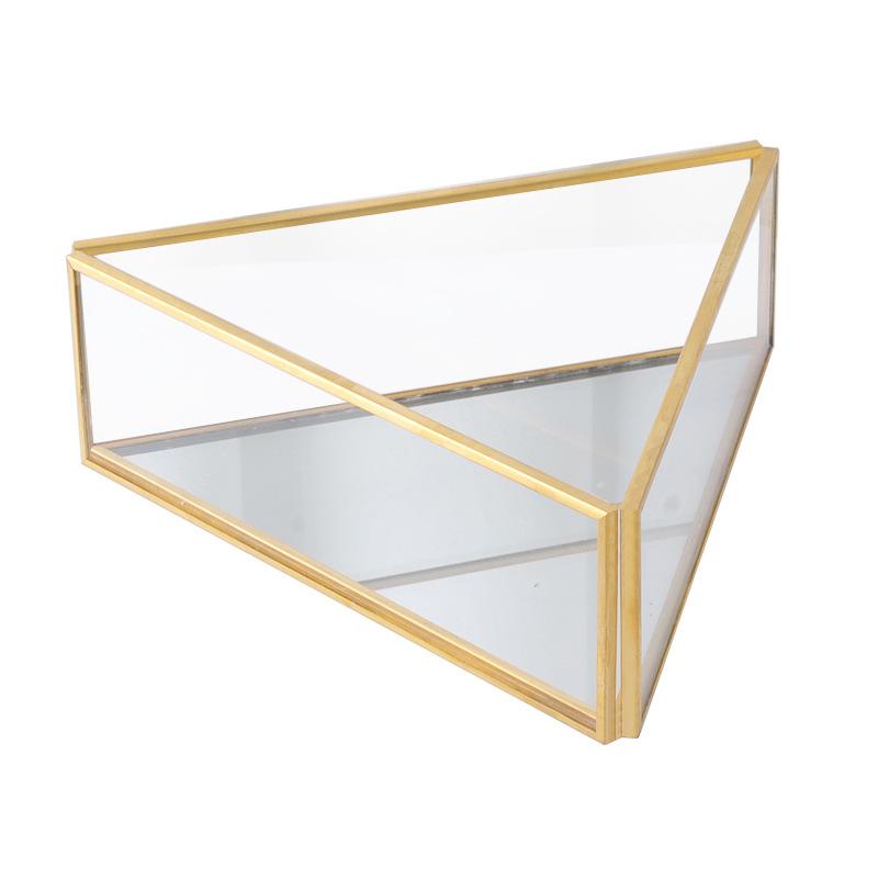 Khay kính tam giác viền đồng, khay bánh, khay trang trí (DG-89)