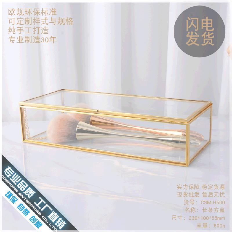 Chậu Đa Giác DG-49 Hộp trang sức kính vỏ vàng đơn giản, kiểu Âu lưu trữ trang sức