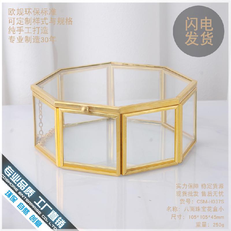 Chậu Đa Giác DG-24 Hộp trang sức kính với viền vàng cổ điển đơn giản