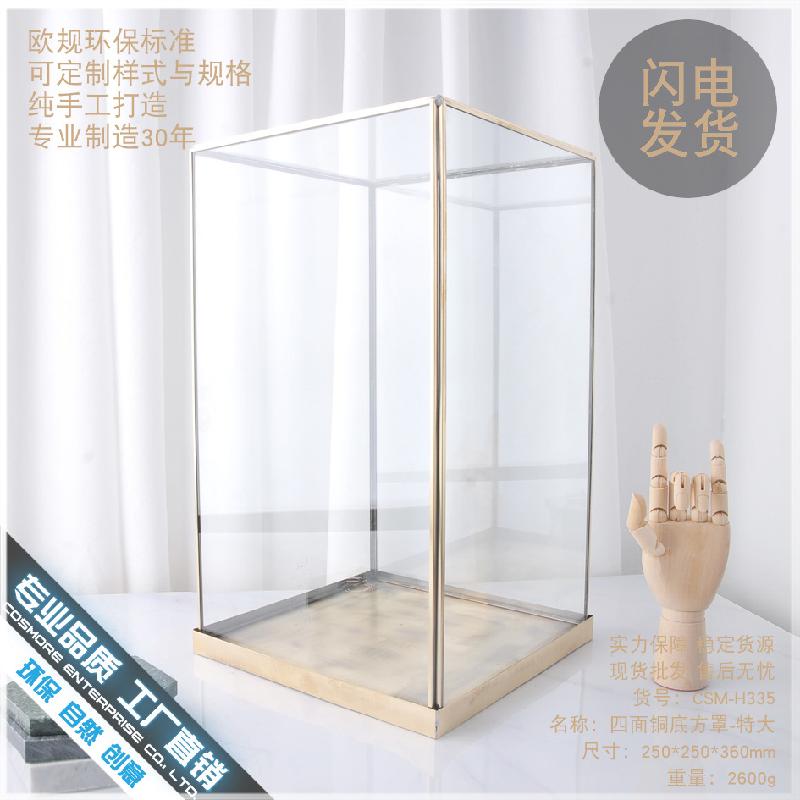 Chậu Đa Giác DG-32 Hộp gỗ với đế đồng bằng đồng và che phủ kính giá rẻ