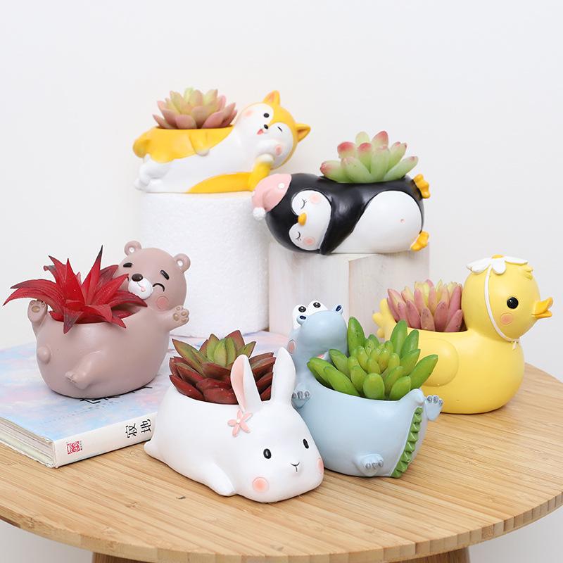 Chậu Cây Resin Bình hoa resin hoạt hình, bình cắm hoa giả, đồ trang trí bàn và nội thất hiện đại (RG-182)