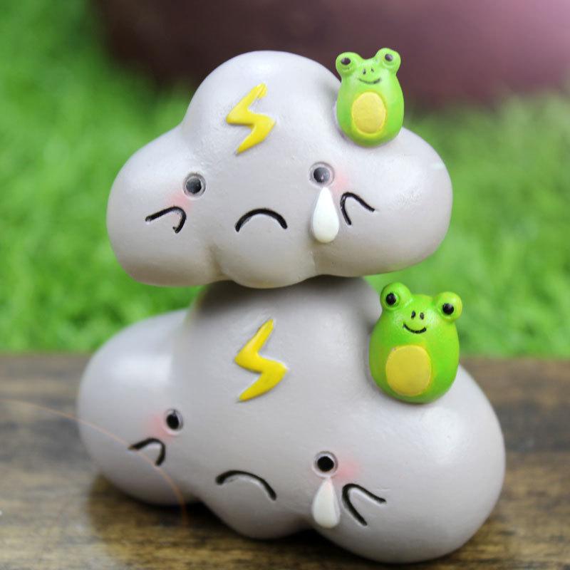 Chậu Cây Resin Bộ que cắm hoa thời tiết đồng quê hoạt hình Zakka, phụ kiện tiểu cảnh và chậu mọng nước (RG-186)
