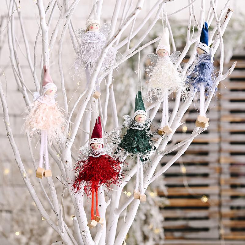 Trang Trí Noel Cô gái treo chân Noel, búp bê lông mềm nhỏ, trang trí cây thông Noel, phụ kiện decor lễ hội dễ thương