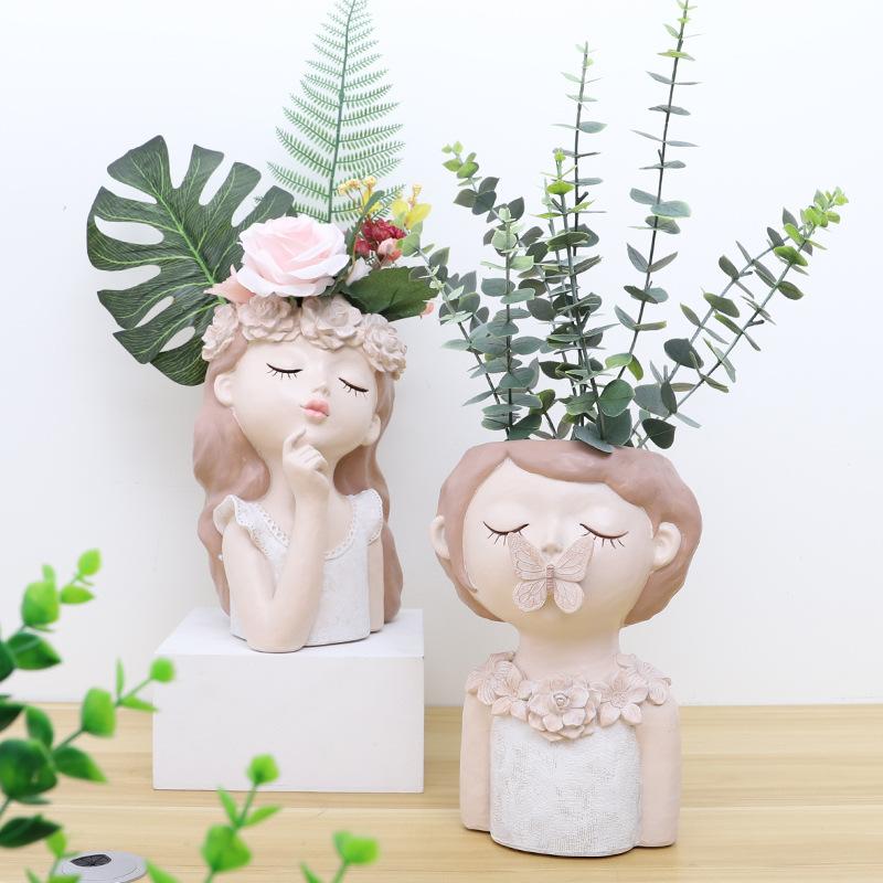 Chậu Cây Resin Chậu cây hình cô gái tiên resin cỡ lớn, chậu trang trí phòng khách, bàn làm việc và sân vườn (RG-90)
