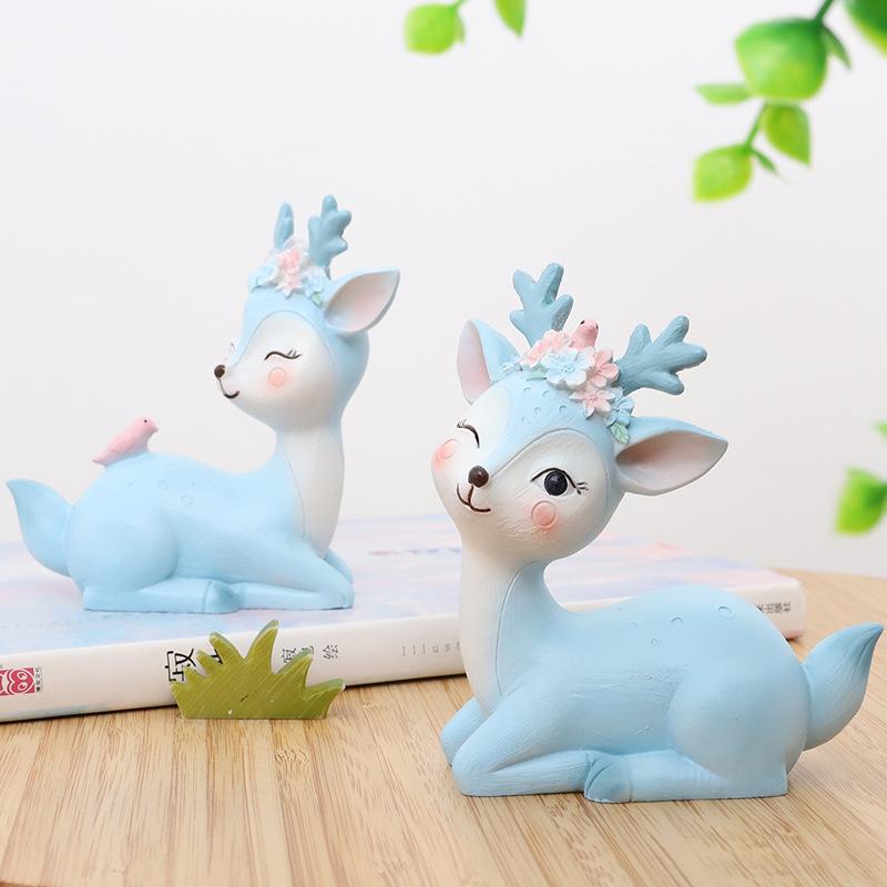 Chậu Cây Resin Tượng hươu resin phong cách Zakka, cặp hươu may mắn, đồ trang trí nhà và quà tặng (RG-261)