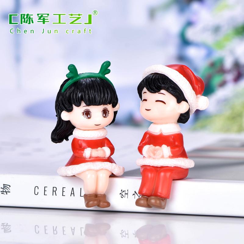 Tiểu cảnh đôi Noel mini trang trí xe và bàn DIY (ZC-719)