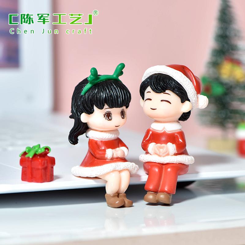 Tiểu cảnh đôi Noel mini trang trí xe và bàn DIY (ZC-719)