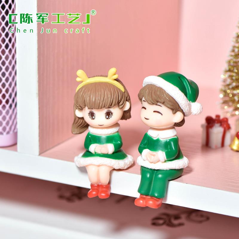 Tiểu cảnh đôi Noel mini trang trí xe và bàn DIY (ZC-719)