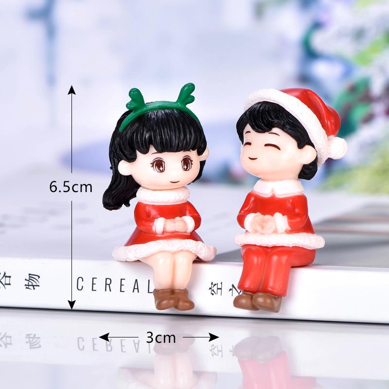 Tiểu cảnh đôi Noel mini trang trí xe và bàn DIY (ZC-719)