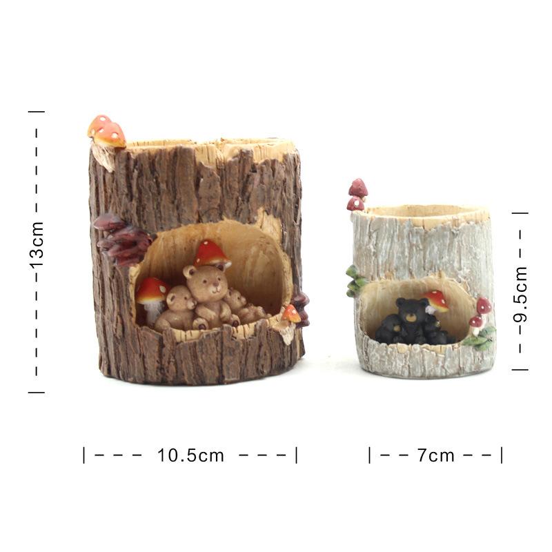 Chậu Cây Resin Chậu cây mọng nước hình thân cây resin, chậu mini để bàn, trang trí văn phòng và tiểu cảnh (RG-63)