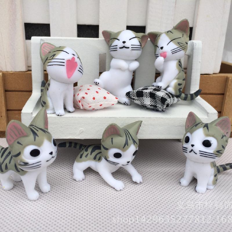 6 mẫu bộ đồ chơi nhỏ mèo ngọt ngào PVC mèo của riêng tôi DIY cảnh quan nhỏ để trang trí. ZZ-1012