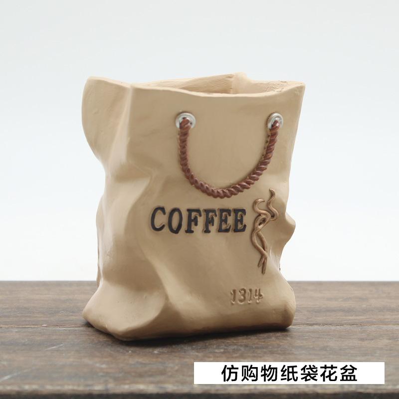 Chậu Cây Resin Chậu cây mọng nước hình túi lưới biển resin, chậu mini trang trí văn phòng và tiểu cảnh (RG-125)